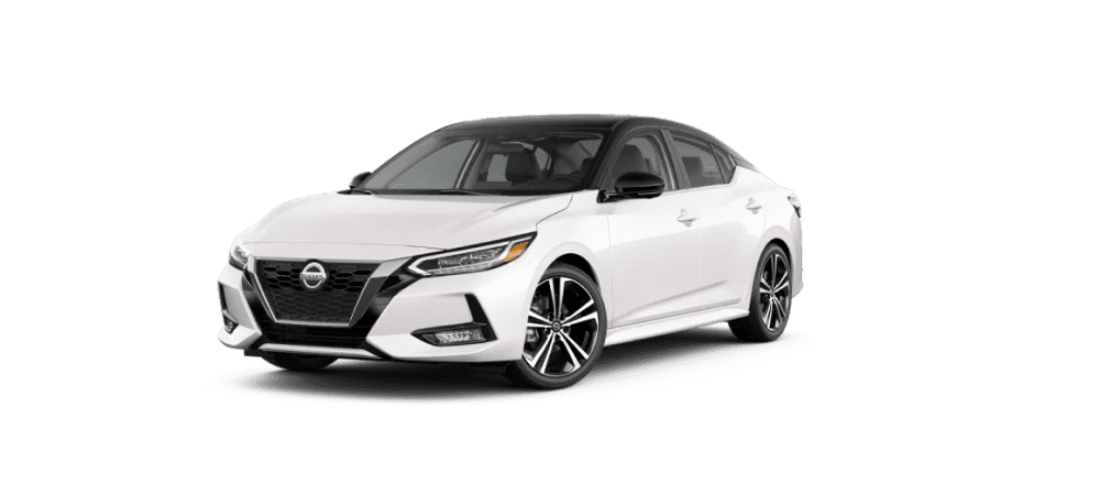 Two-Tone Aspen White TriCoat/Super Black Nissan Sedan