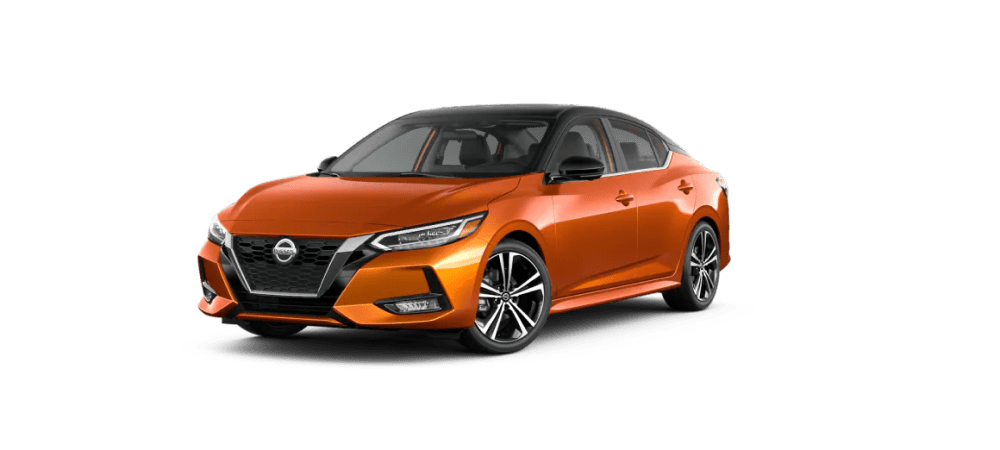 Two-Tone Monarch Orange Metallic/Super Black Nissan Sedan