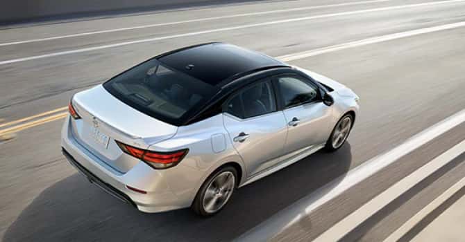 Two Tone Nissan Sentra aerial view