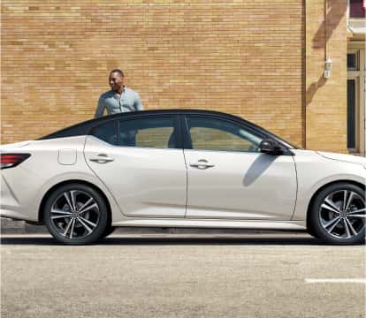 White Nissan Sentra parked