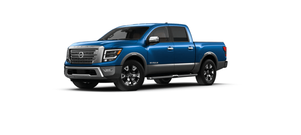 2022 Nissan Titan in Deep Blue Pearl/Gun Metallic two-tone