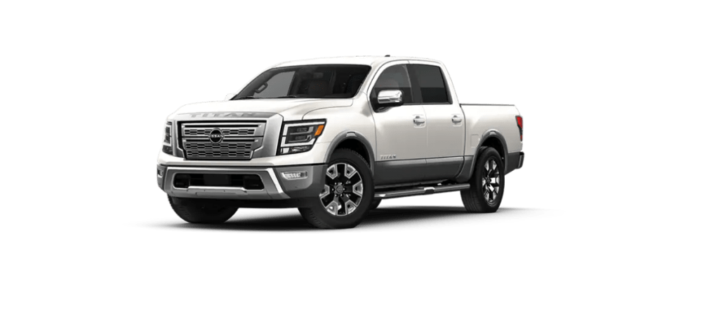 2023 Nissan Titan in two-tone Pearl White TriCoat / Gun Metallic 