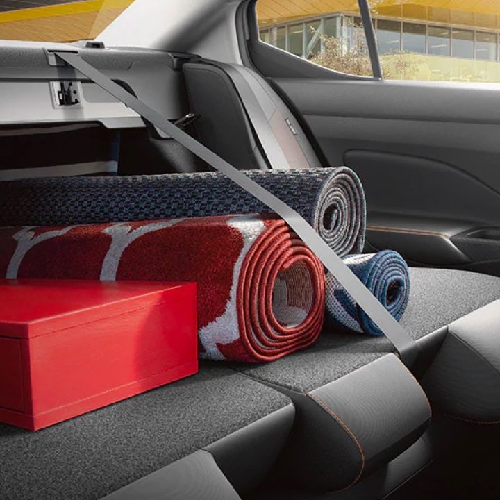 2021 Nissan Versa with rear seats folded down