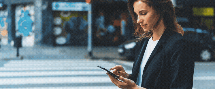 Gif of woman checking phone app