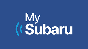 White MySubaru logo on a blue background