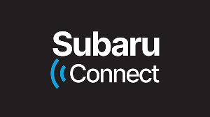 White SubaruConnect logo on a black background