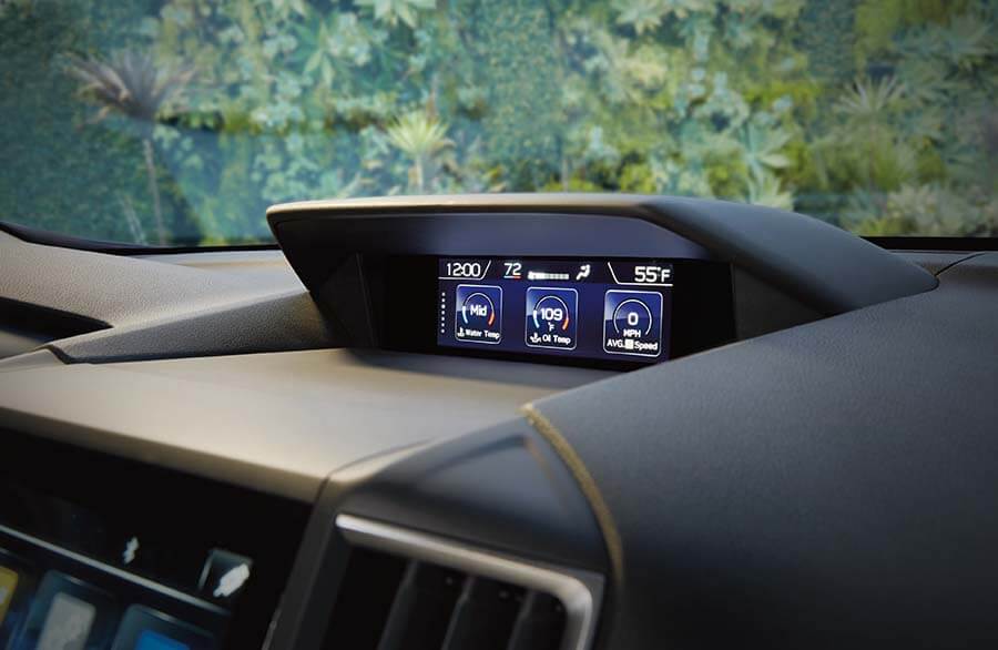 A Subaru center console highlighting the multi-function display.
