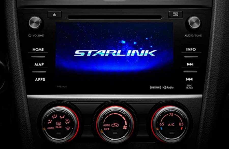 An image of a Subaru center screen with the word STARLINK shown on the screen.