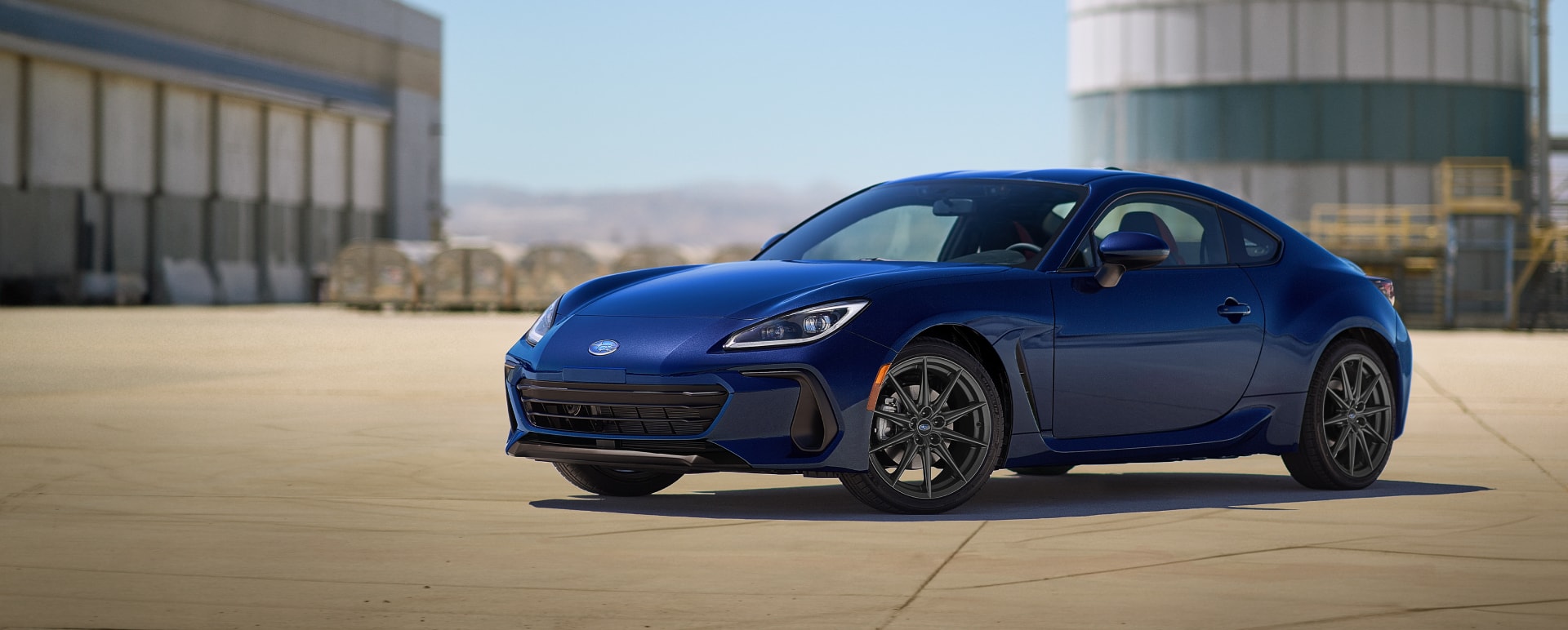 A Blue 2026 Subaru BRZ Two-door sports car. Parked in an urban environment.