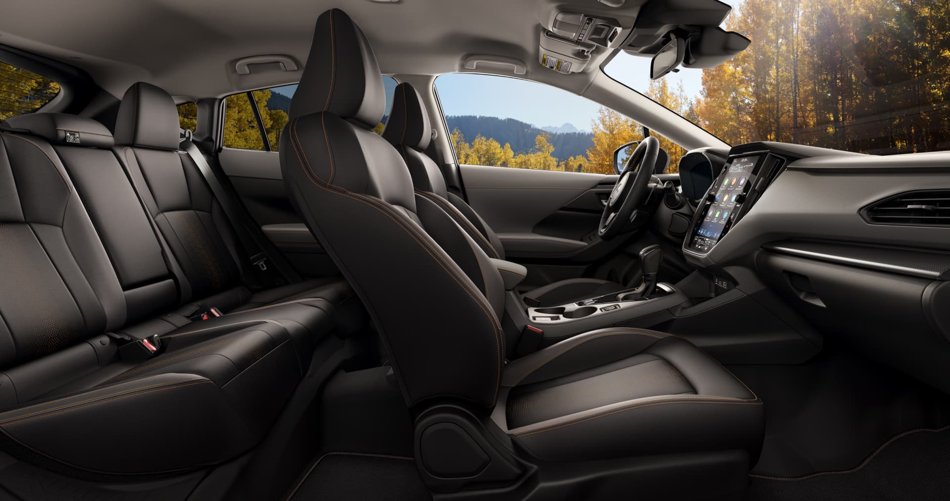 2027 Crosstrek Limited Shown in Black Leather w/Orange Stitch