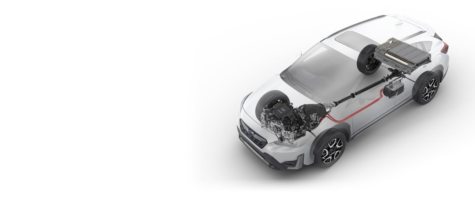 A white Subaru Crosstrek Hybrid featuring Subaru StarDrive Technology