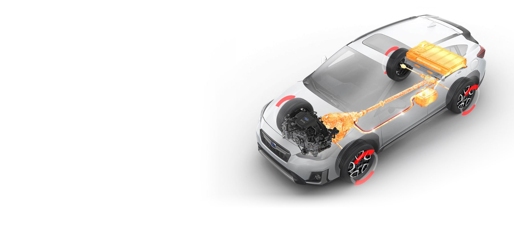 A white Subaru Crosstrek Hybrid featuring automatic recharging