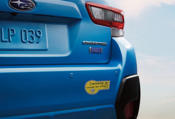A close-up of the rear of the 2023 Crosstrek Hybrid.