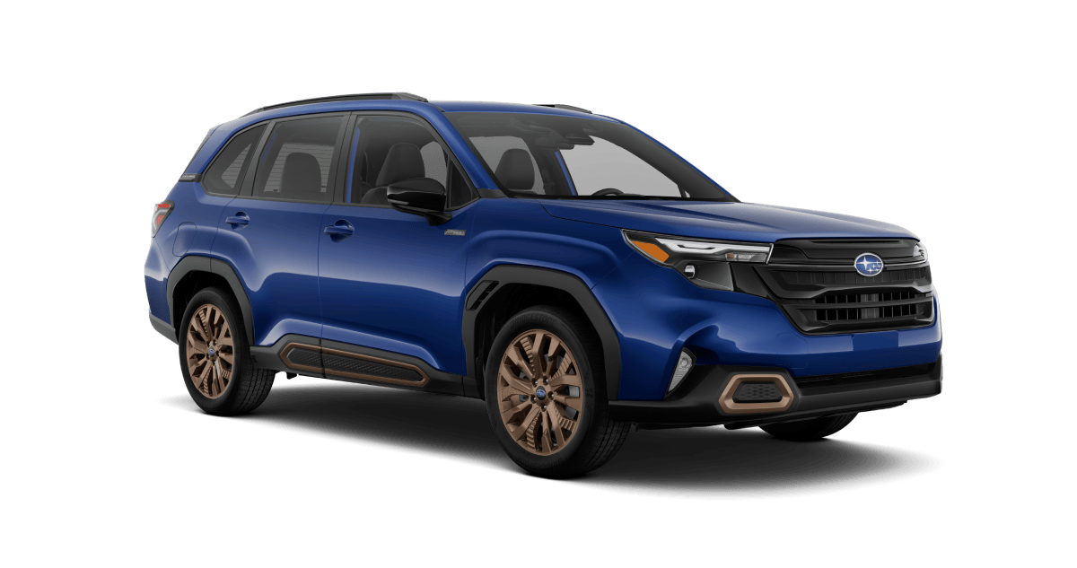 2026 Subaru Forester Sport Hybrid Shown in Sapphire Blue Pearl