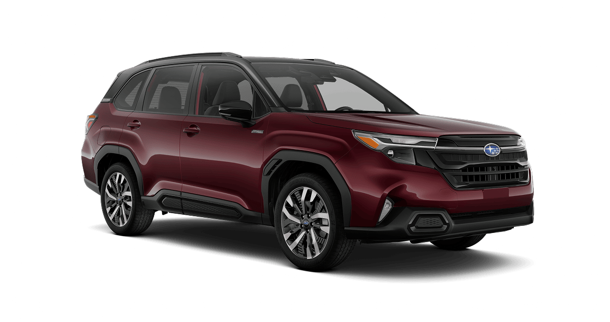 2026 Subaru Forester Touring Hybrid Shown in Dark Mahogany Pearl / Crystal Black Silica Two-Tone