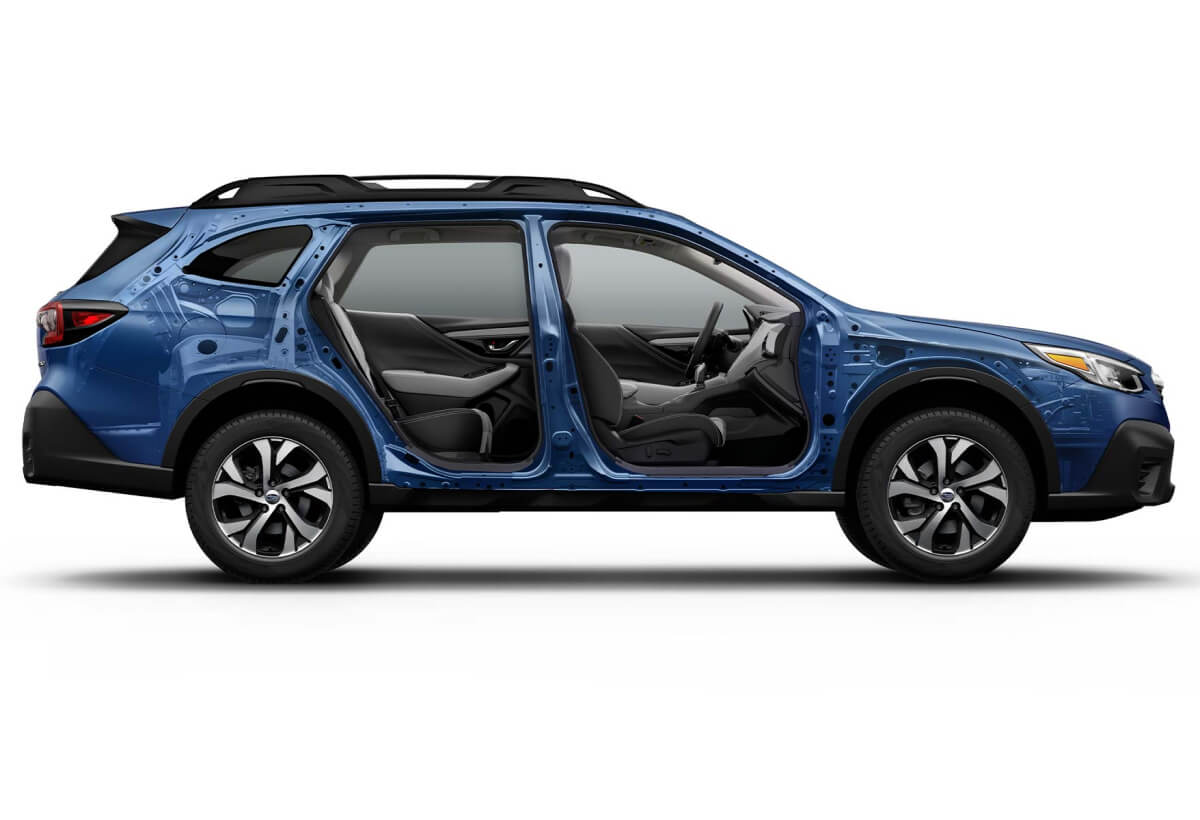 A cut-away view of a 2022 Subaru Outback showing the Subaru Global Platform.