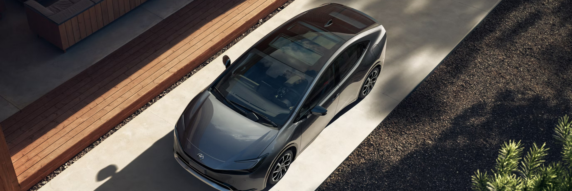 overhead shot of a parked 2027 Prius Plug-in Hybrid