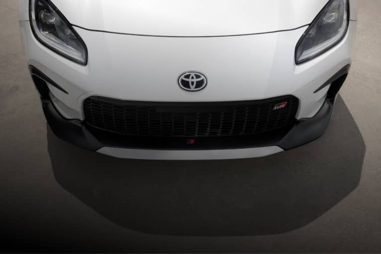 Front of white Toyota