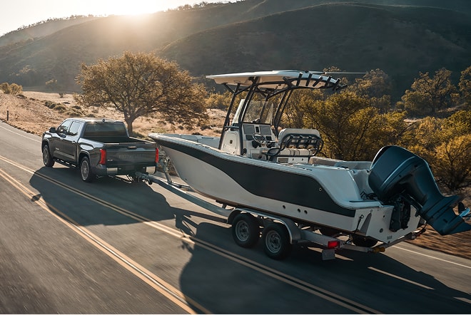 Toyota Tundra towing a boat