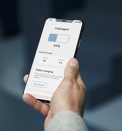 Volvo Cars app on a smartphone