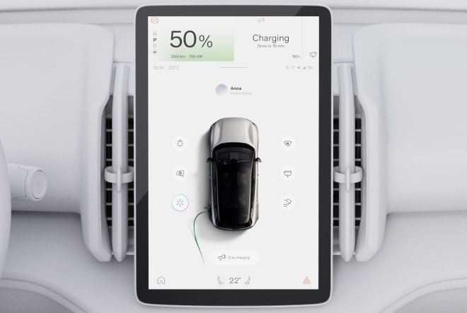 Charging display on a Volvo dashboard