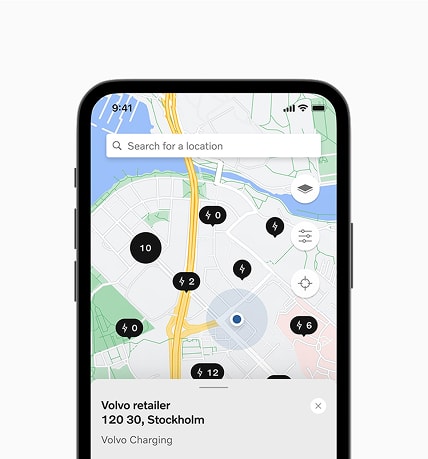 Volvo Cars app on a smartphone