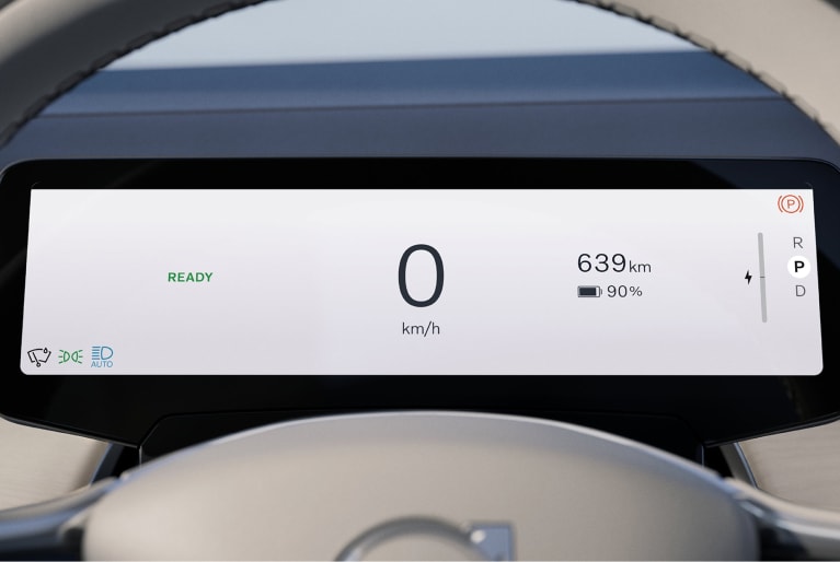 battery charge status on a Volvo dashboard