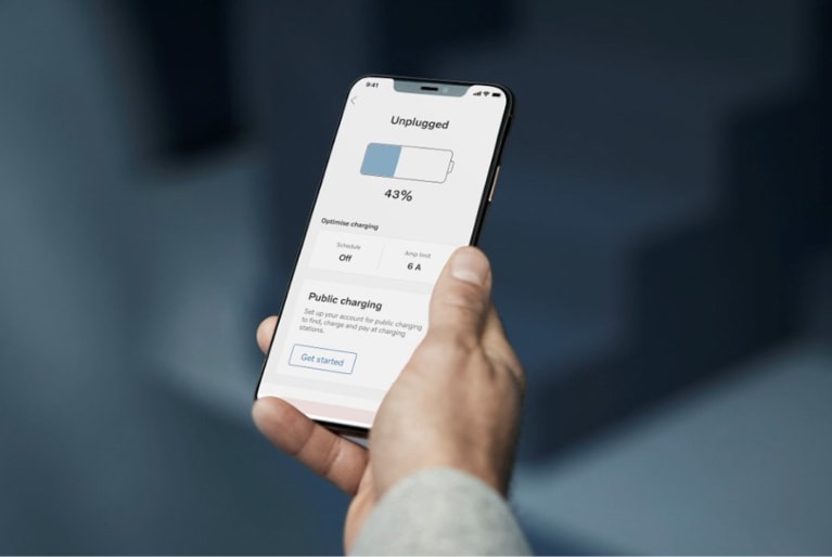 Volvo Cars app on a smartphone