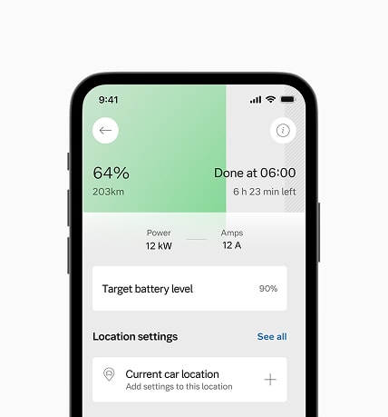 Volvo Cars app on a smartphone
