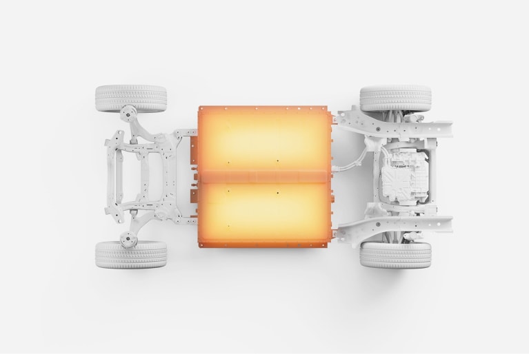 illustration of car frame and battery