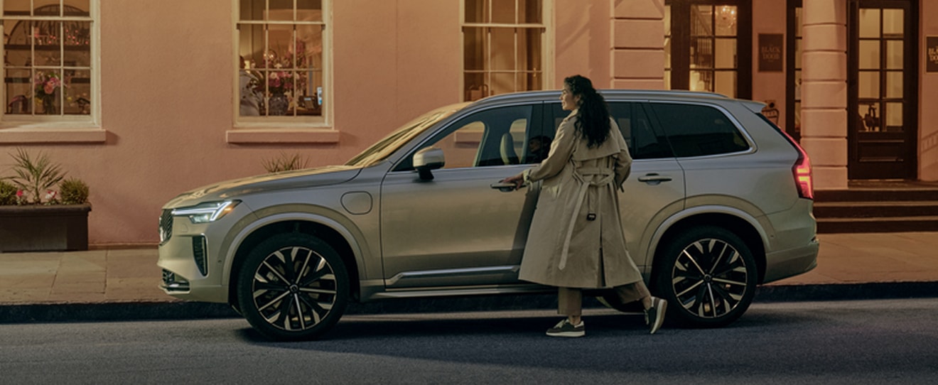 Driver approaching a Volvo SUV